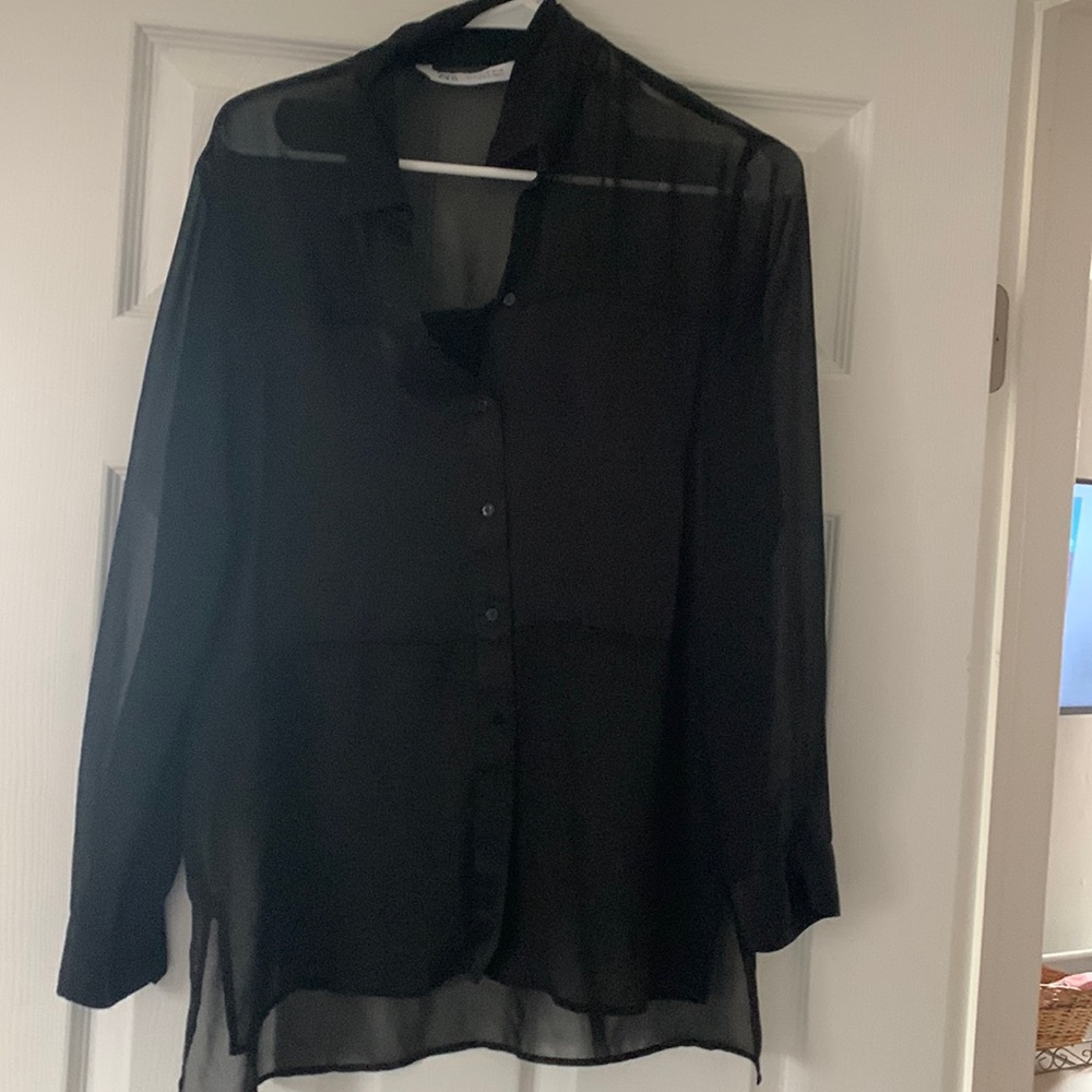 Sheer black blouse from Zara- worn twice, dry cleaned